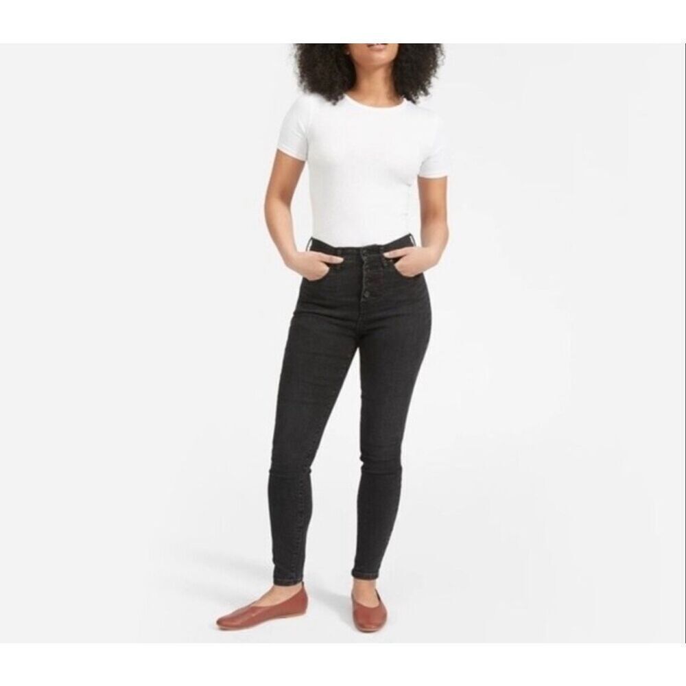 Everlane Black ButtonFly Highrise Skinny Ankle Jean Size 28